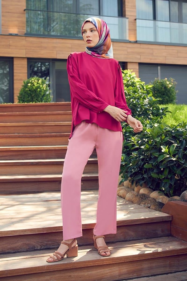 LevidorLevidor Fuşya Vatkalı kısa bluz