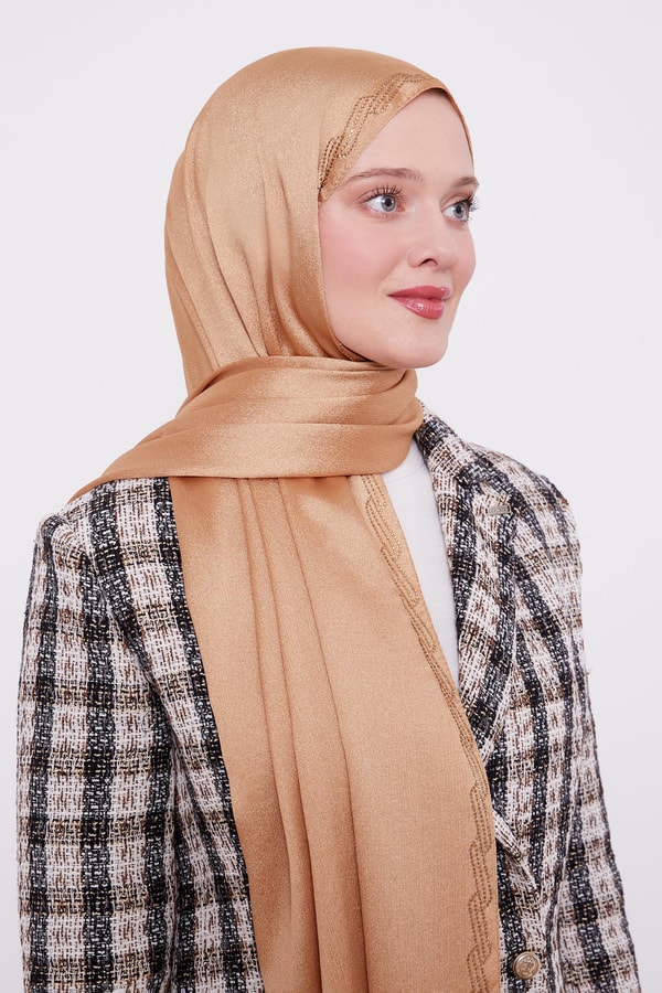 LevidorLevidor Gold Dalgalı İşlemeli Diamond Şal