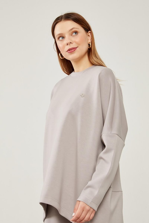 LevidorLevidor Gri Asimetrik Kesim Tunik