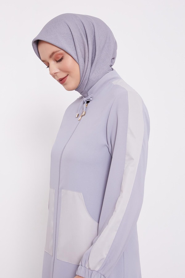 LevidorLevidor Gri Baskı Detaylı Ferace