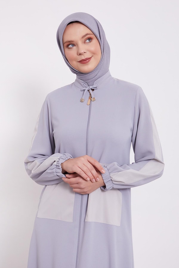 LevidorLevidor Gri Baskı Detaylı Ferace