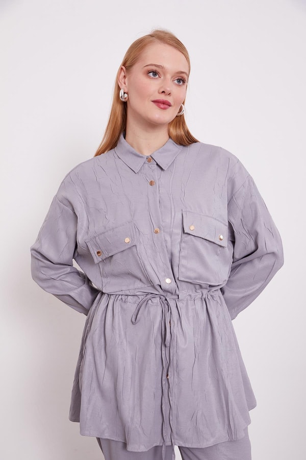 LevidorLevidor Gri Beli Büzgülü Pantolonlu Spor Takım