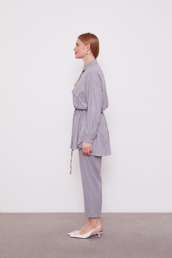 LevidorLevidor Gri Beli Büzgülü Pantolonlu Spor Takım