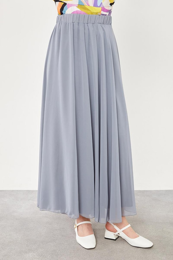 LevidorLevidor Gri Beli Lastikli Kloş Etek