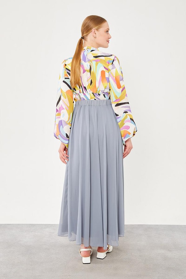 LevidorLevidor Gri Beli Lastikli Kloş Etek