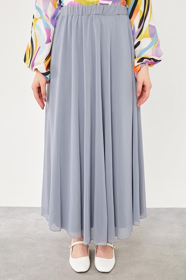 LevidorLevidor Gri Beli Lastikli Kloş Etek