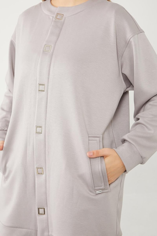 LevidorLevidor Gri Bisiklet Yaka Cepli Penye Pantolonlu Spor Takım