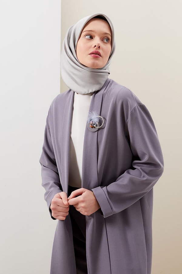 LevidorLevidor Gri Broş Detaylı Tunik Takım