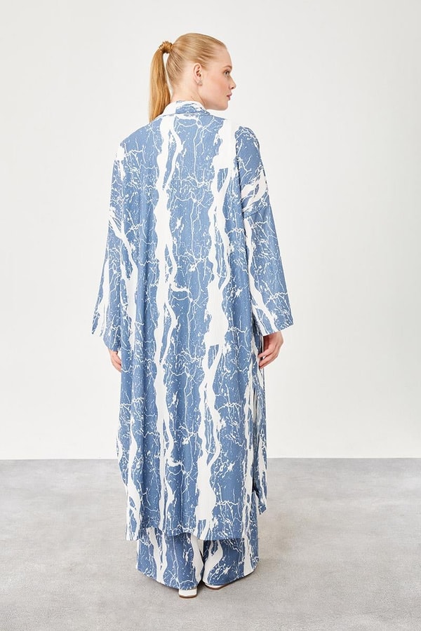 LevidorLevidor Gri Desenli Kimono Takım