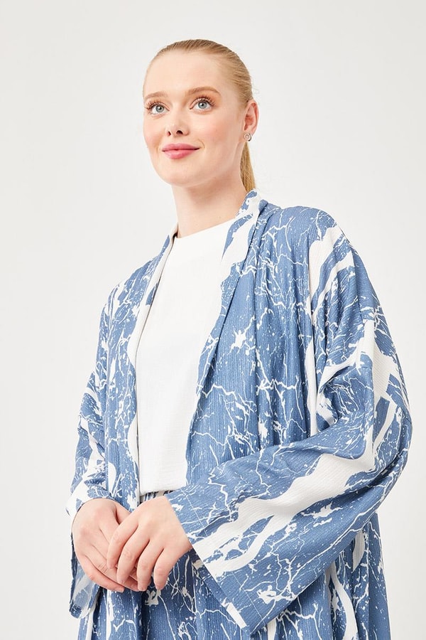 LevidorLevidor Gri Desenli Kimono Takım
