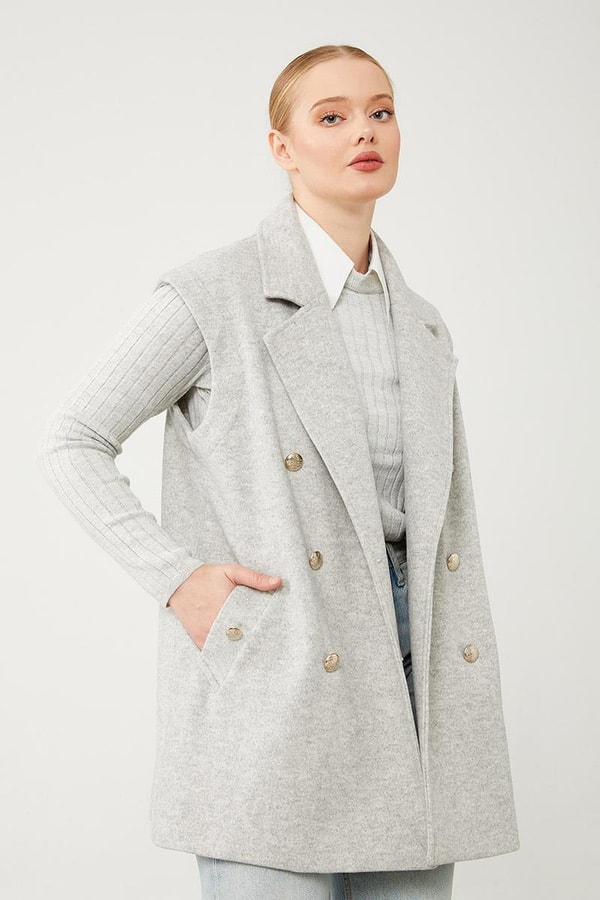 LevidorLevidor Gri Düğme Kapamalı Yelek