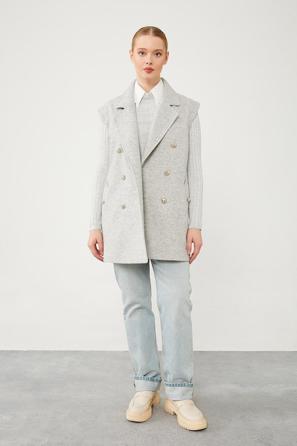 LevidorLevidor Gri Düğme Kapamalı Yelek