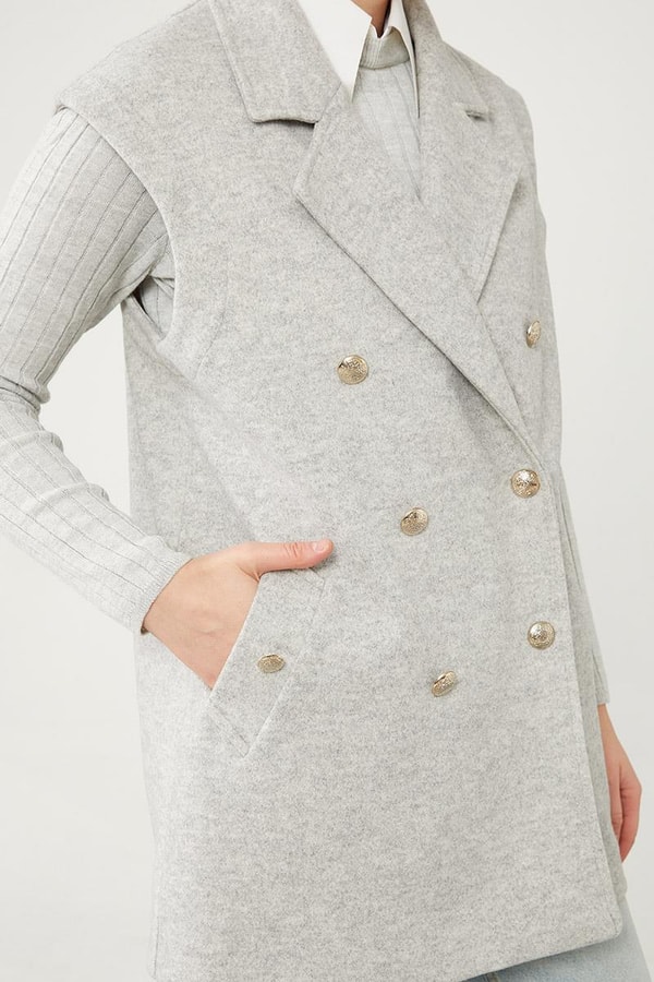 LevidorLevidor Gri Düğme Kapamalı Yelek