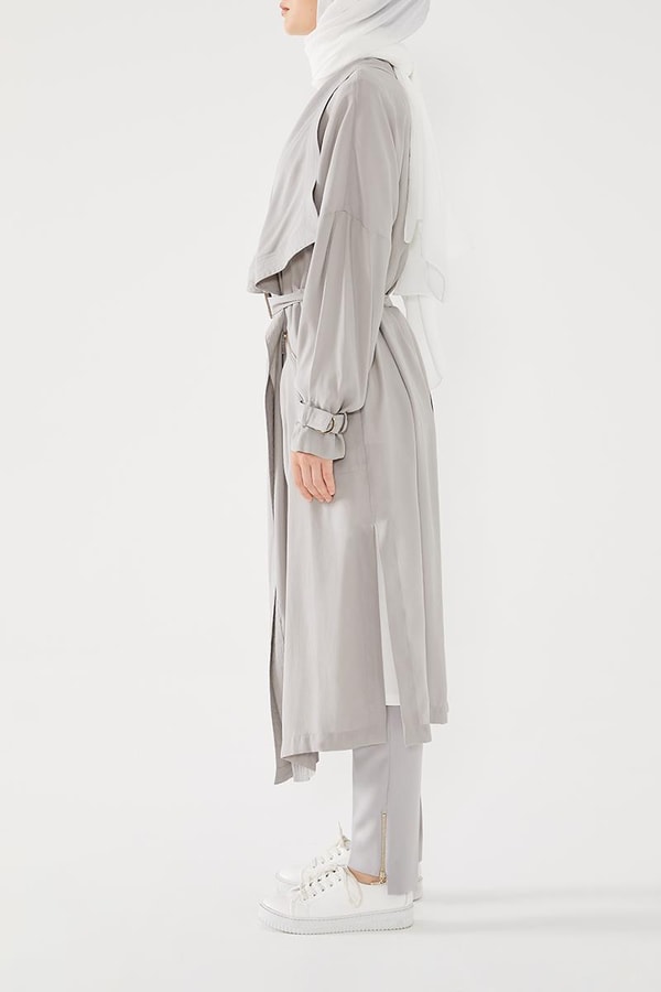 LevidorLevidor Gri İçi Baskılı Tunikli  Trençkot