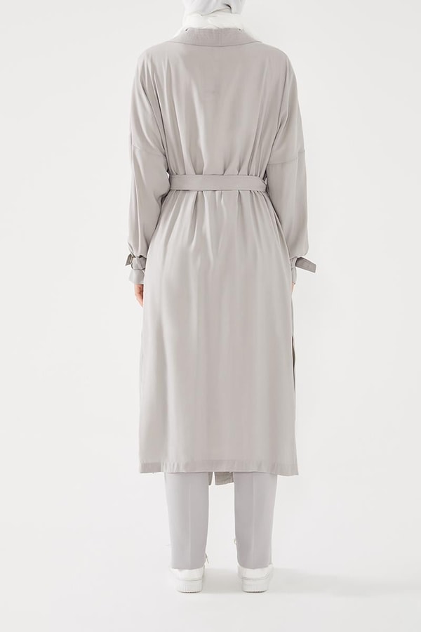 LevidorLevidor Gri İçi Baskılı Tunikli  Trençkot