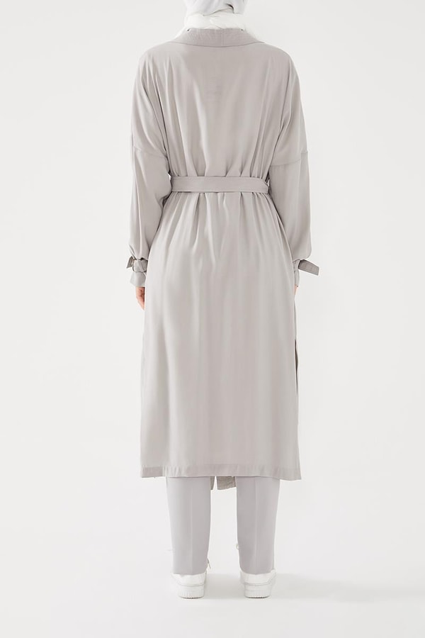 LevidorLevidor Gri İçi Baskılı Tunikli  Trençkot