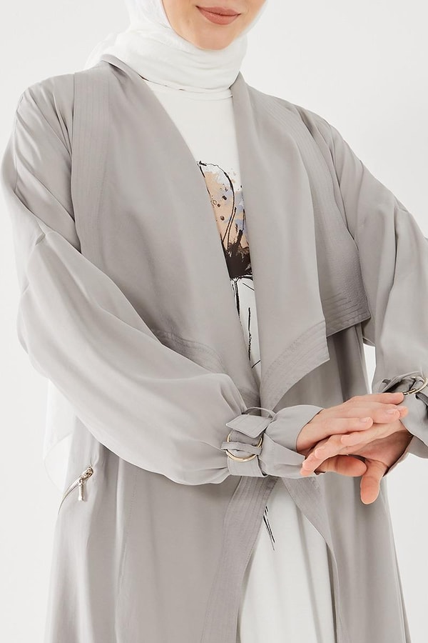 LevidorLevidor Gri İçi Baskılı Tunikli  Trençkot