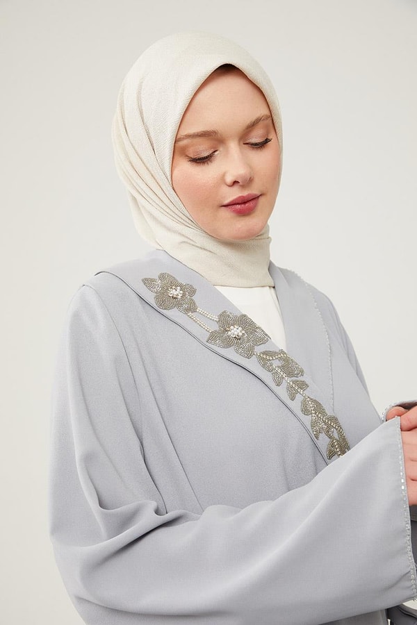 LevidorLevidor Gri Kruvaze Yakalı Yan Bağıcıklı Ferace