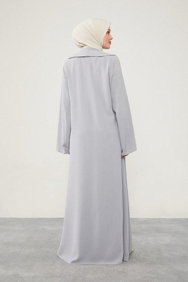 LevidorLevidor Gri Kruvaze Yakalı Yan Bağıcıklı Ferace