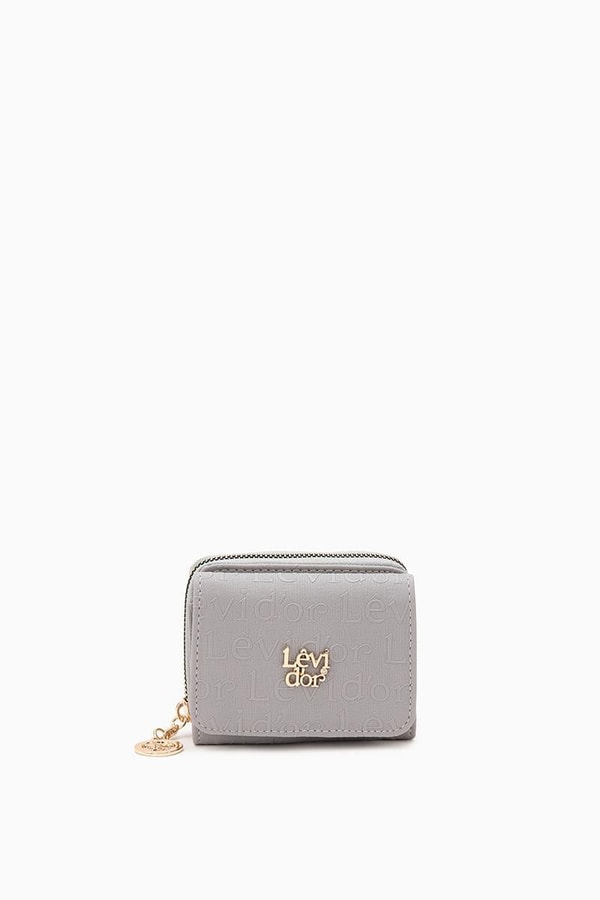 LevidorLevidor Gri Monogram Baskılı Cüzdan