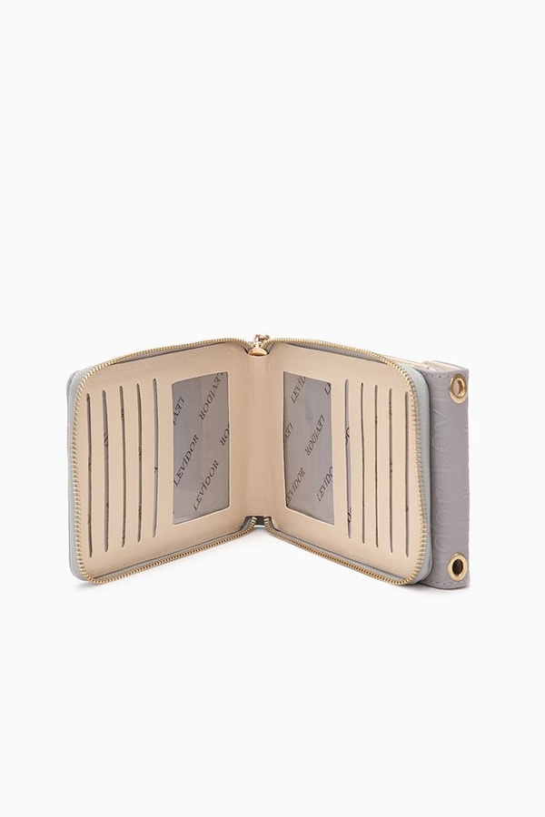 LevidorLevidor Gri Monogram Baskılı Cüzdan