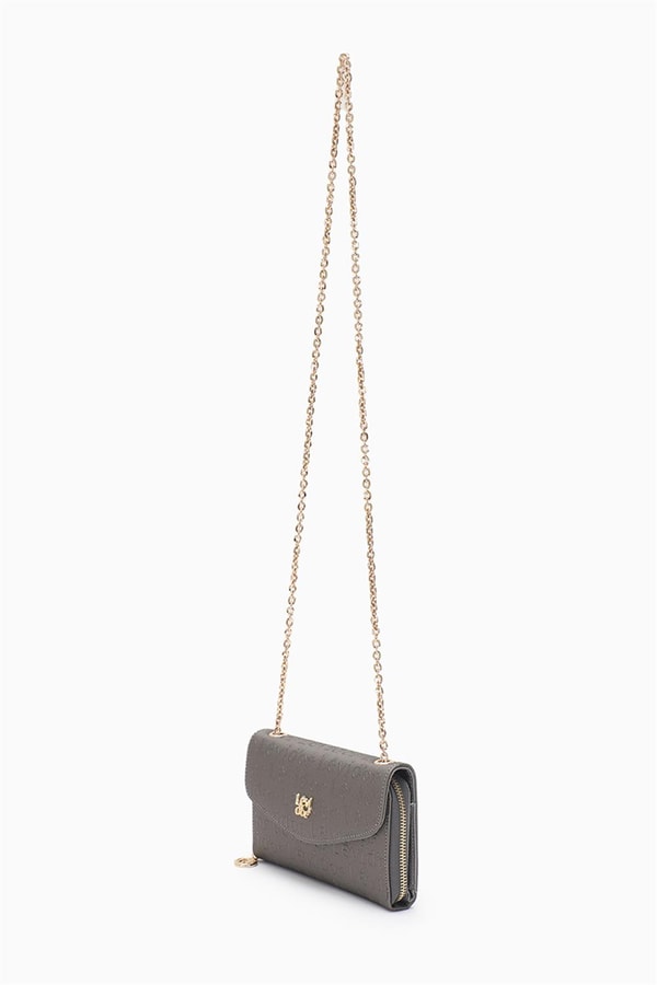 LevidorLevidor Gri Monogram Baskılı Fermuarlı Cüzdan