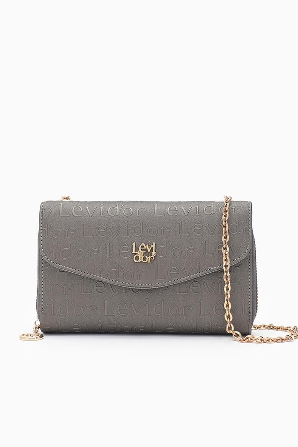 LevidorLevidor Gri Monogram Baskılı Fermuarlı Cüzdan