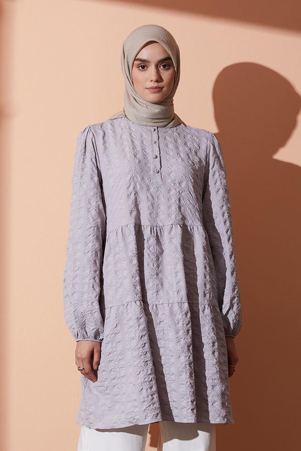 LevidorLevidor Gri Müslin Görünümlü Tunik
