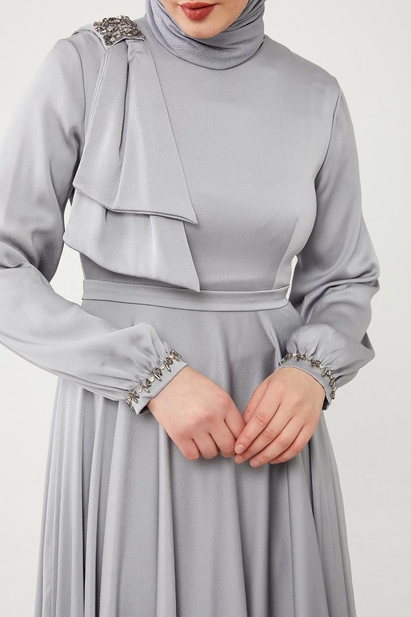 LevidorLevidor Gri Omuz Detaylı Elbise