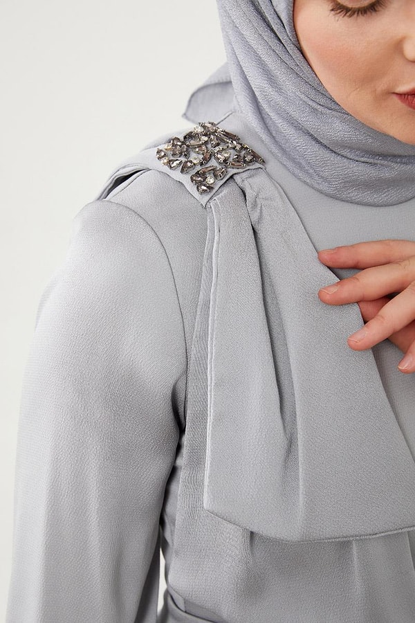 LevidorLevidor Gri Omuz Detaylı Elbise