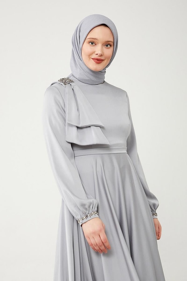 LevidorLevidor Gri Omuz Detaylı Elbise