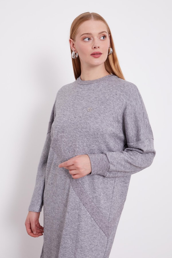 LevidorLevidor Gri Simli Triko Tunik