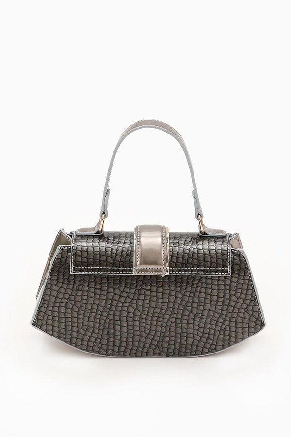 LevidorLevidor Gri Yılan Deri Desenli El Çantası
