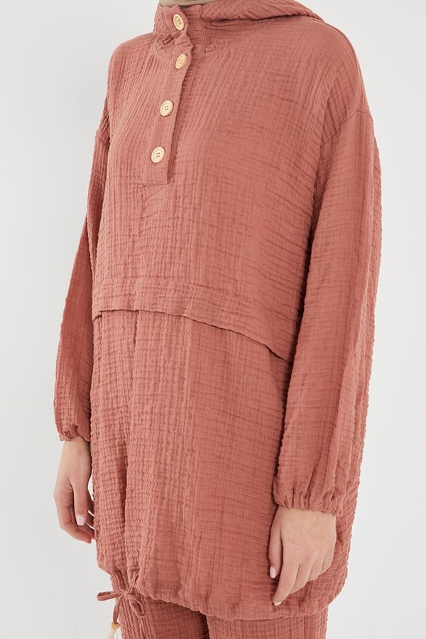 LevidorLevidor Gül Kapşonlu Muslin Spor Takım