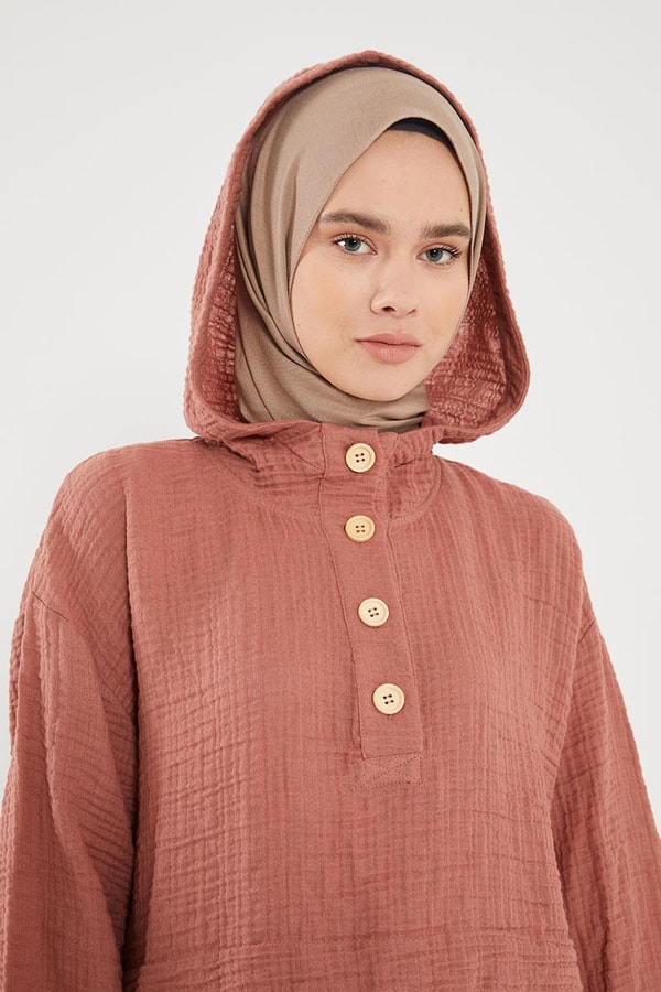 LevidorLevidor Gül Kapşonlu Muslin Spor Takım