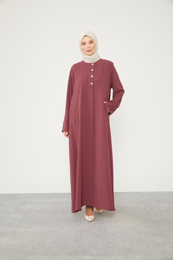 LevidorLevidor Gül Taş Düğmeli Bisiklet Yaka Ferace