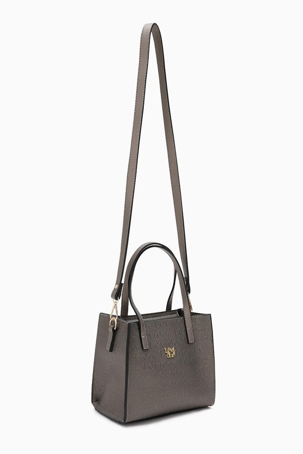 LevidorLevidor Gümüş Çapraz Askılı Monogram Baskılı Omuz Çantası