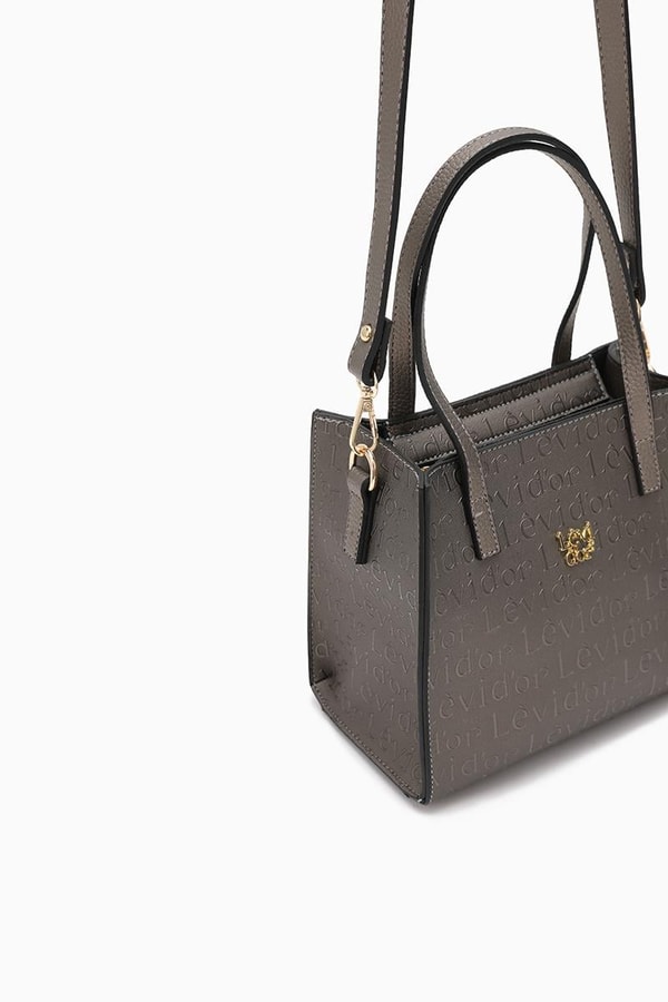 LevidorLevidor Gümüş Çapraz Askılı Monogram Baskılı Omuz Çantası