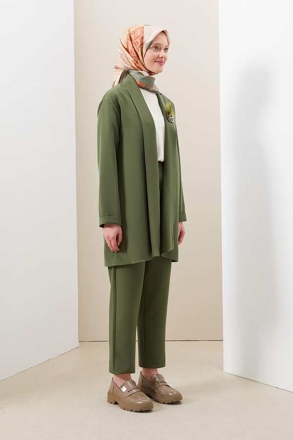 LevidorLevidor Haki Broş Detaylı Tunik Takım