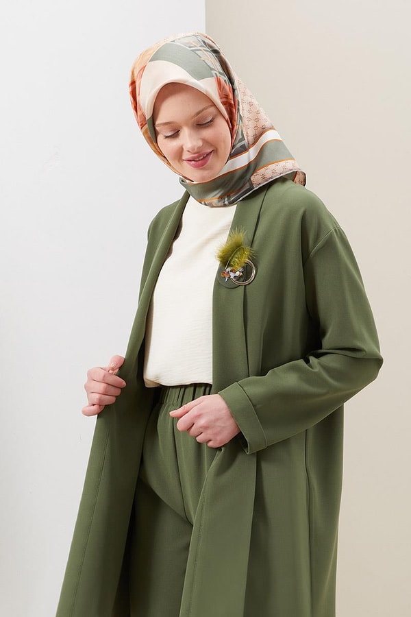 LevidorLevidor Haki Broş Detaylı Tunik Takım