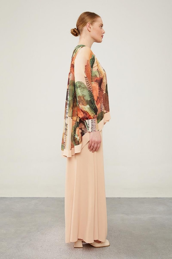 LevidorLevidor Haki Çiçek Baskılı Pantolonlu Bluz Takım