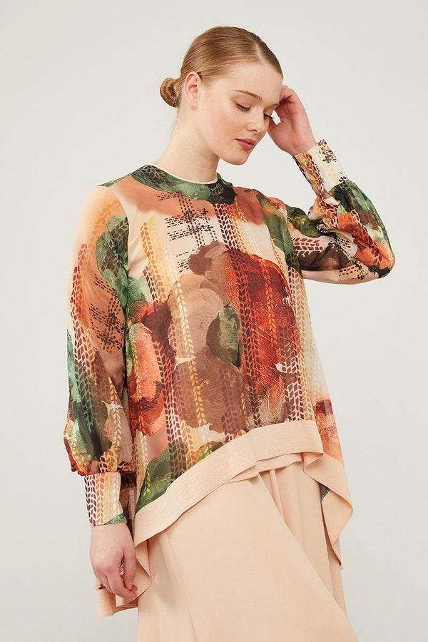 LevidorLevidor Haki Çiçek Baskılı Pantolonlu Bluz Takım