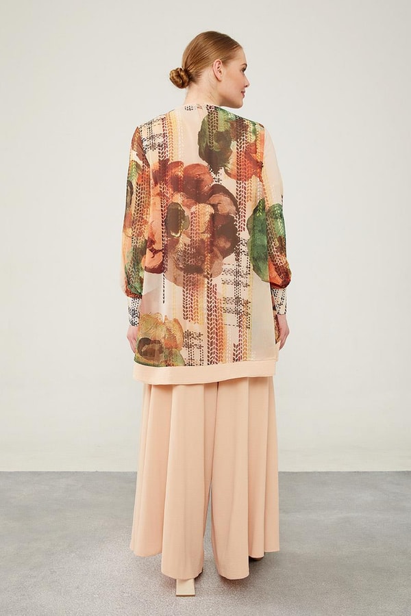 LevidorLevidor Haki Çiçek Baskılı Pantolonlu Bluz Takım