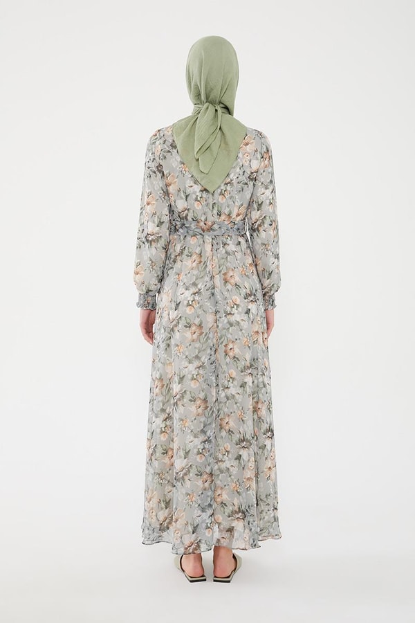 LevidorLevidor Haki Çiçek desen şifon elbise