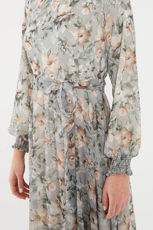 LevidorLevidor Haki Çiçek desen şifon elbise