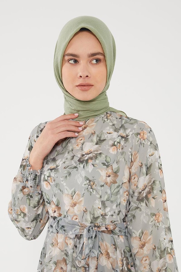 LevidorLevidor Haki Çiçek desen şifon elbise