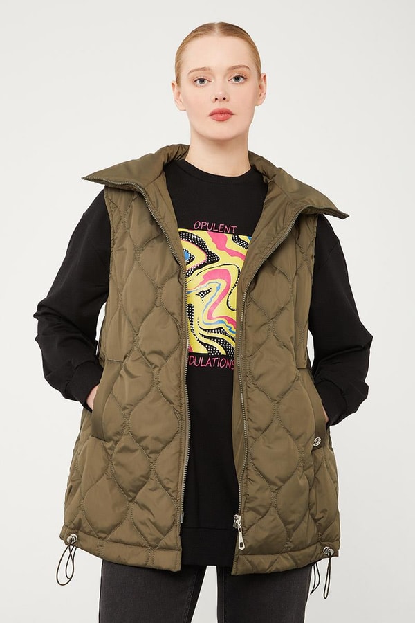 LevidorLevidor Haki Desenli Kapitone Şişme Yelek