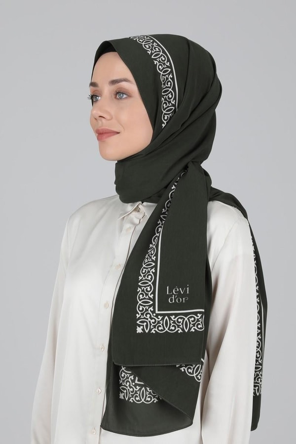 LevidorLevidor Haki Desenli Medine İpeği Şal