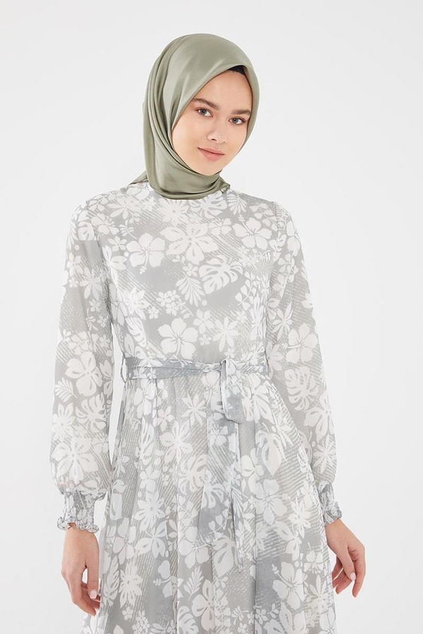 LevidorLevidor Haki Gipeli şifon desenli elbise