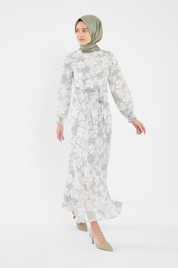 LevidorLevidor Haki Gipeli şifon desenli elbise